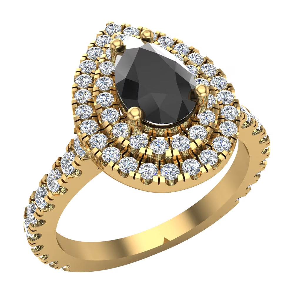 Pear Double Halo Engagement Ring 1.75 carat 14K Gold V288211