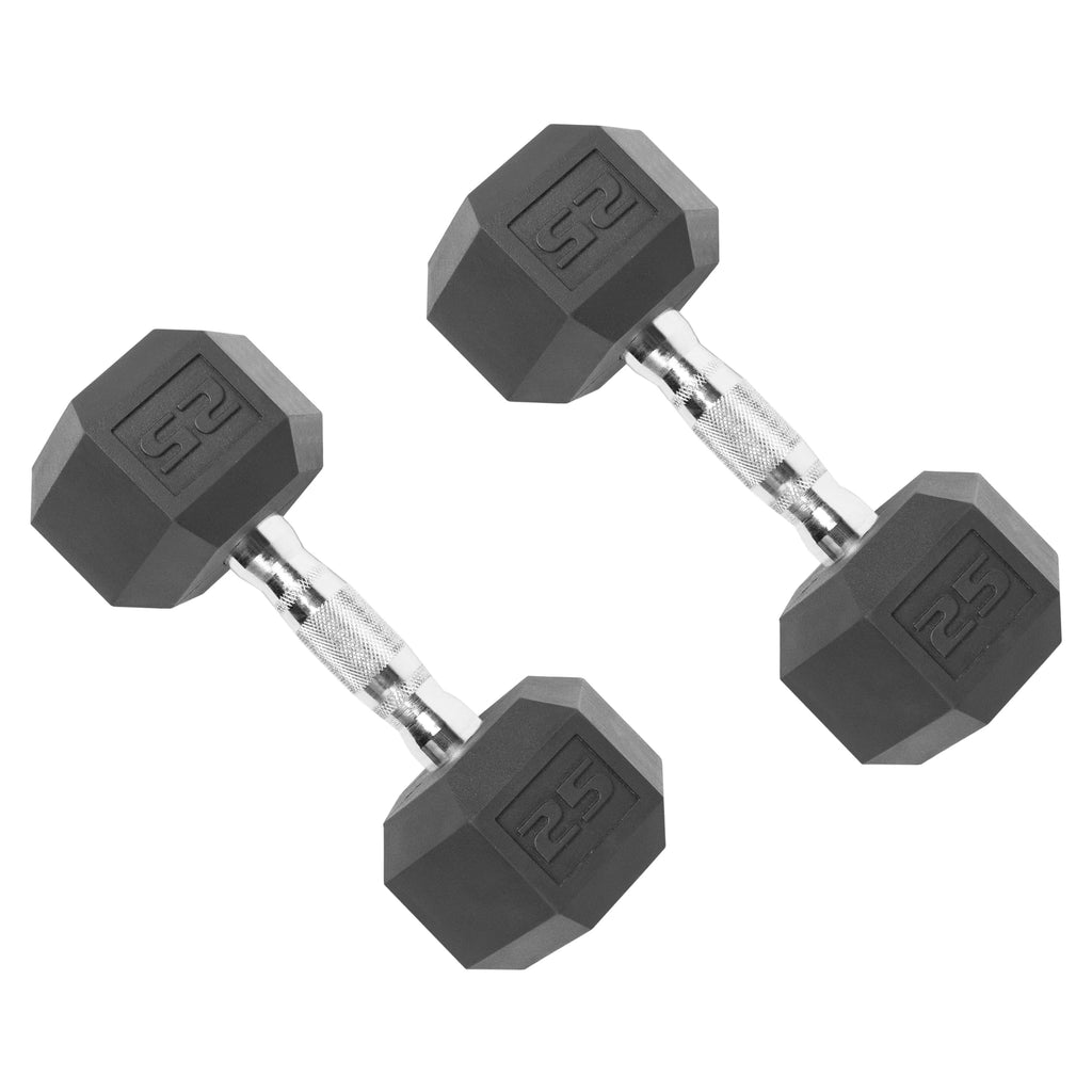 50 lb Rubber Hex Dumbbell Weight Set D95338