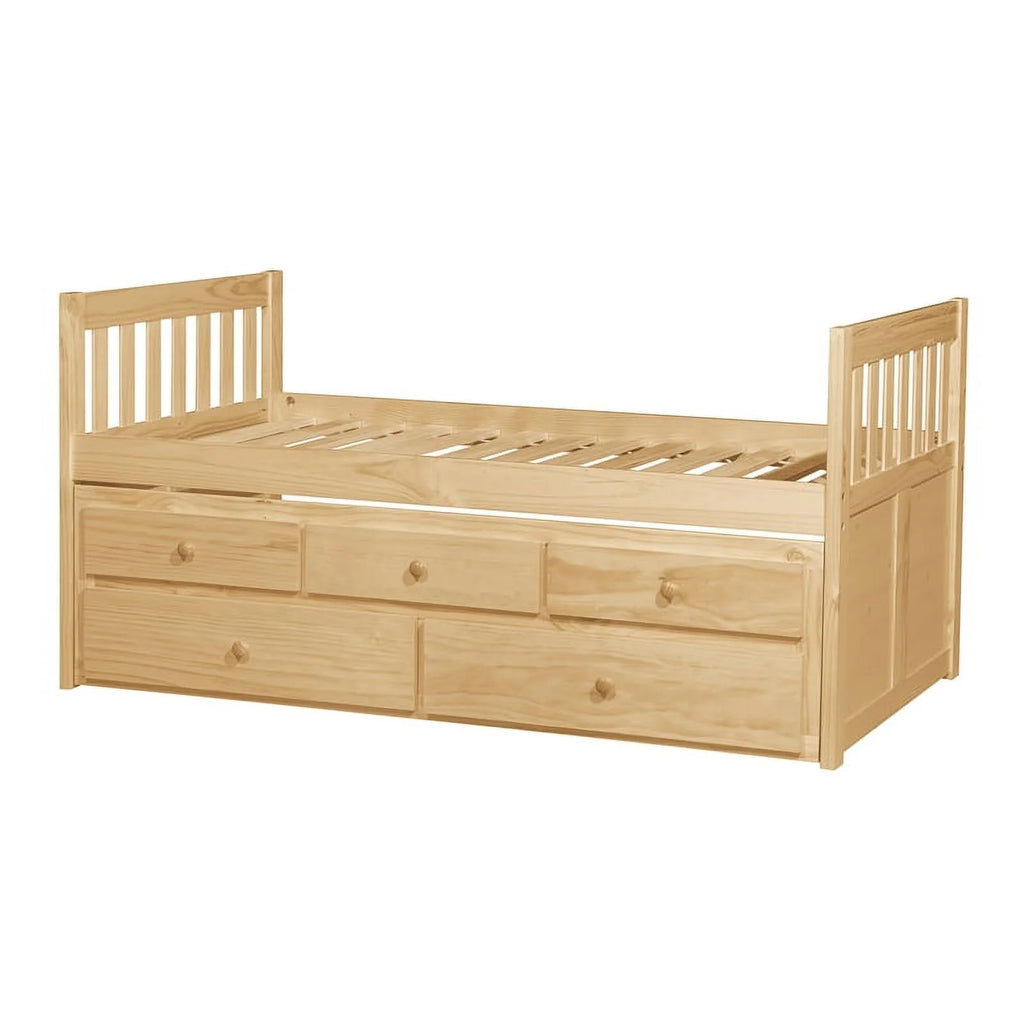 Natural Pine Wood Twin Trundle Bed F314532