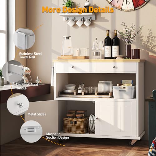 Black Rolling Kitchen Island with Storage Cabinet C6950