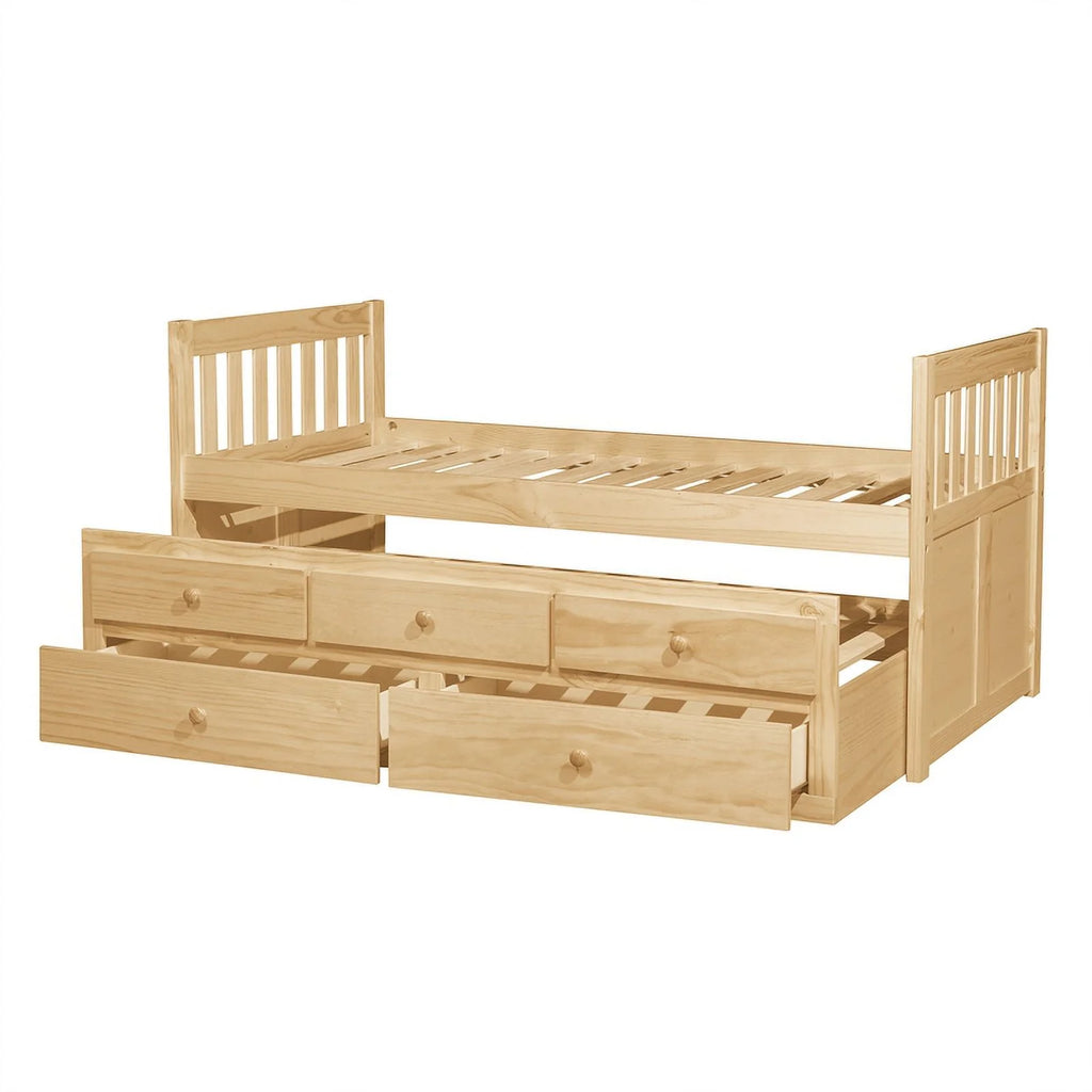 Natural Pine Wood Twin Trundle Bed F314532
