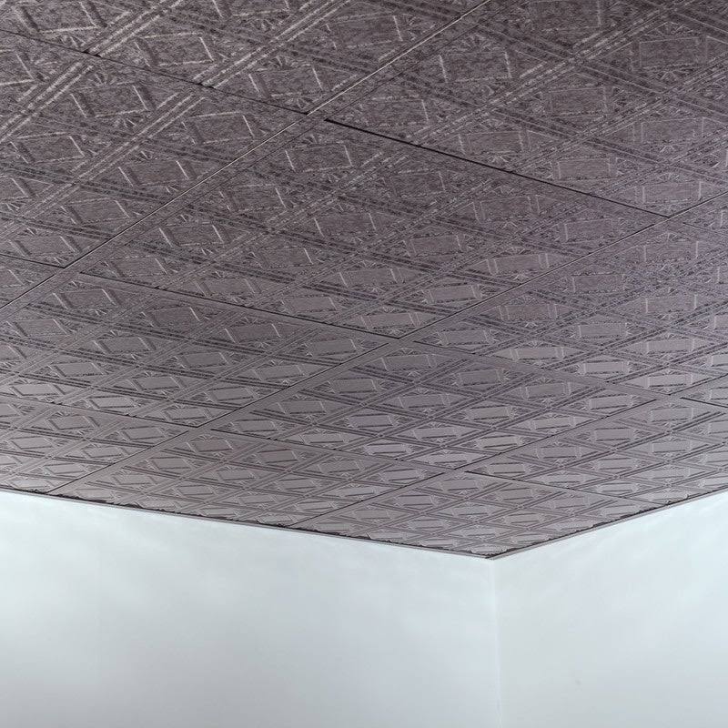 4 Decorative Vinyl Lay in Ceiling Tile in Galvanized Steel (5 Pack) G205