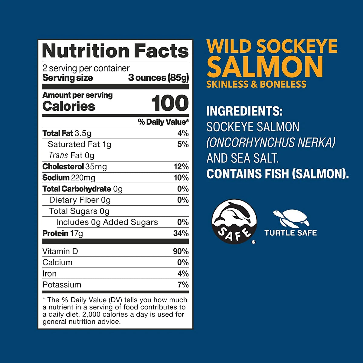 Skinless Boneless Wild Sockeye Salmon, 6 Ounce, Pack of 12 Z631352