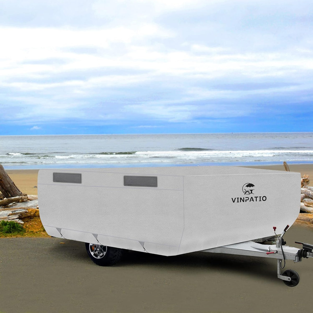 3 Layers Polypropylene Pop Up Camper Cover Fits 8' - 10' Trailers, Grey K630