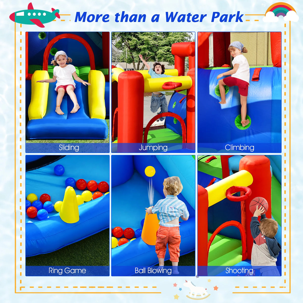 9-in-1 Inflatable Water Slide Bounce Castle Splash Pool K218937