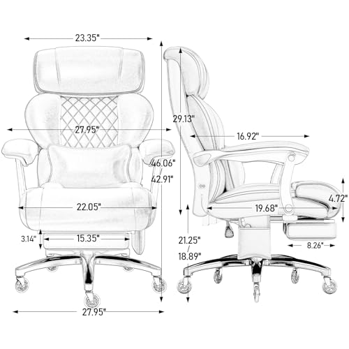 700lbs Big and Tall Office Chair with Heating Black A22386