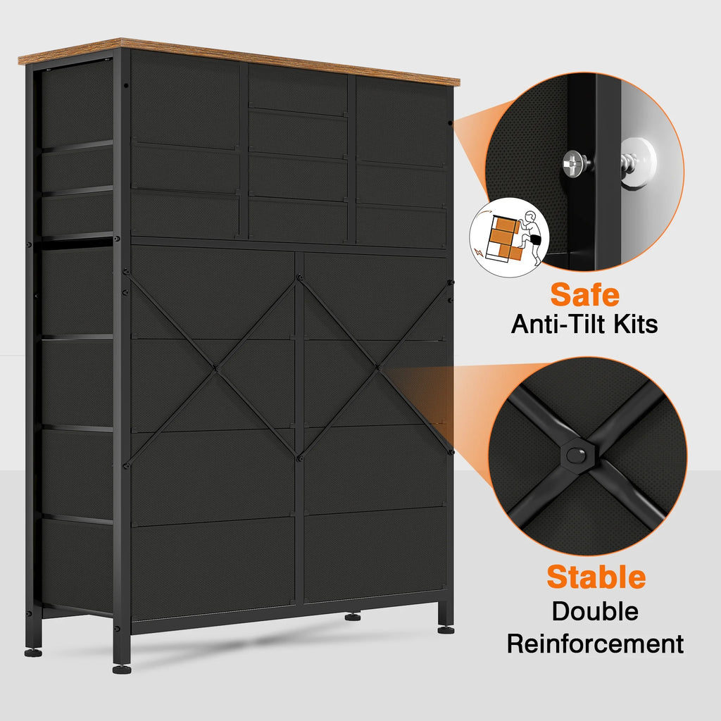 Rustic Brown 18 Drawer Fabric Dresser H809651