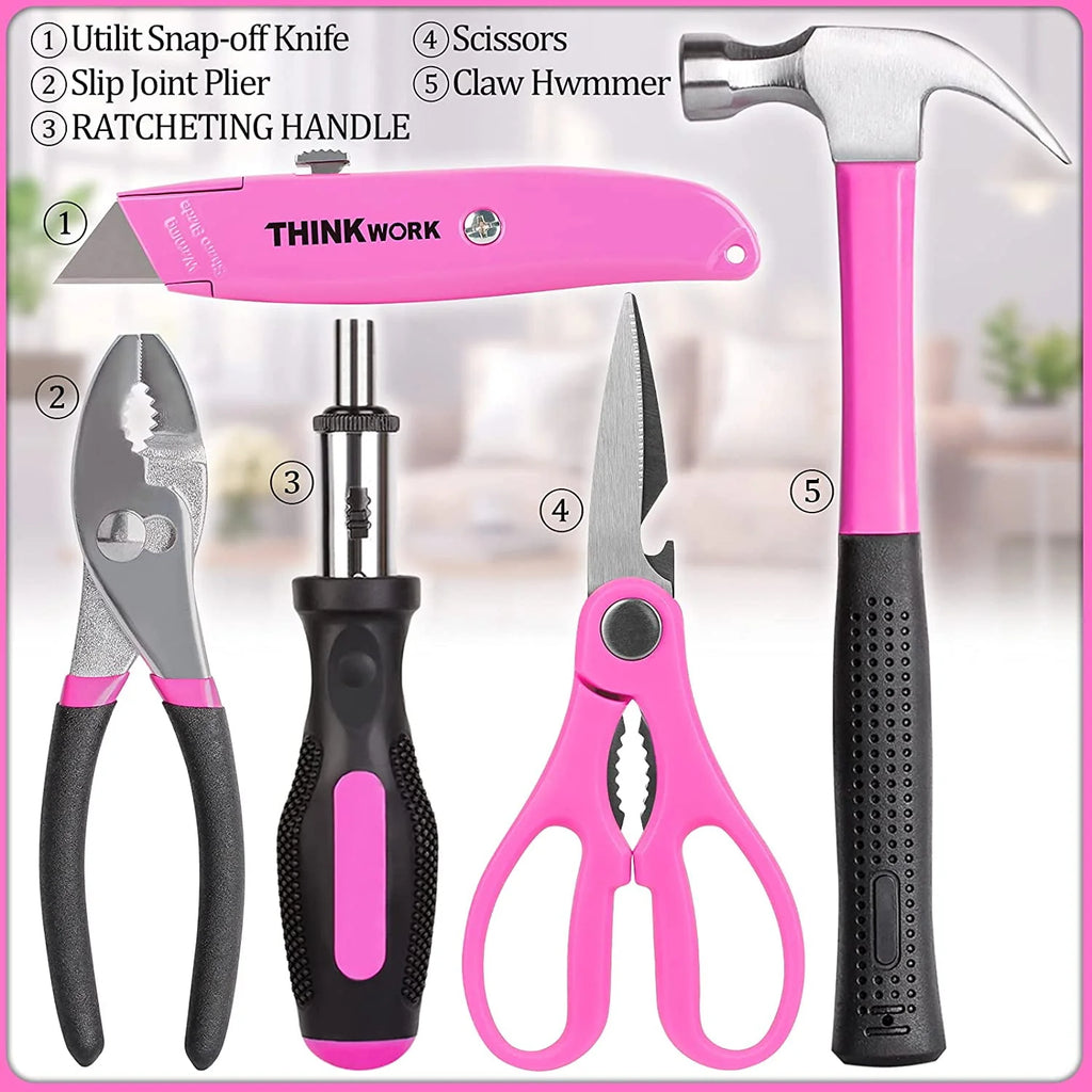 122-Piece Pink Tool Kit with 3.6V Electric Screwdriver B5950