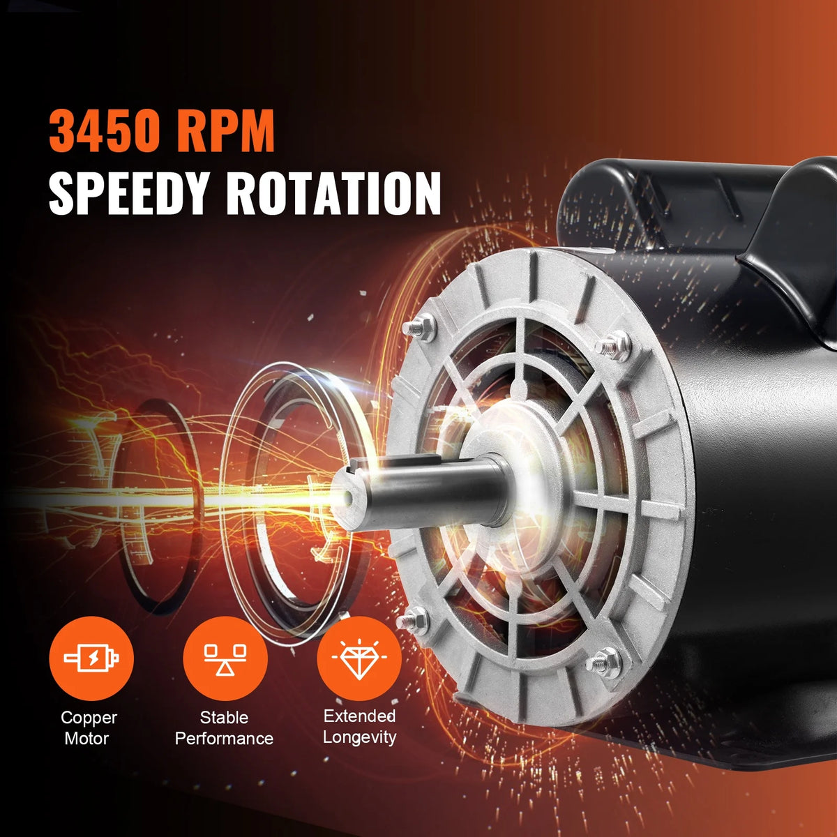 5HP 230V 22 Amps 3450RPM Air Compressor Electric Motor U901