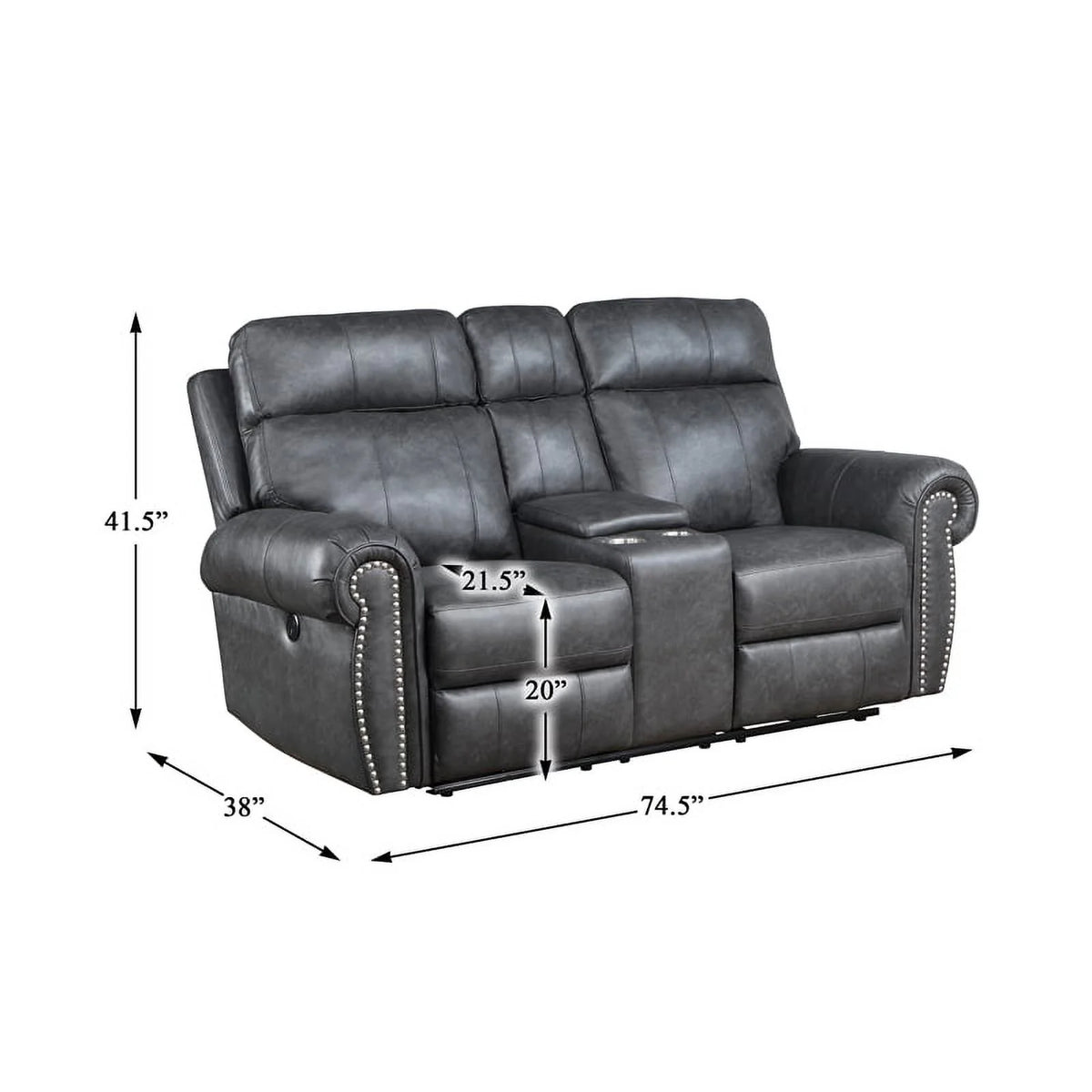 Gray Faux Leather Double Reclining Love Seat S80074