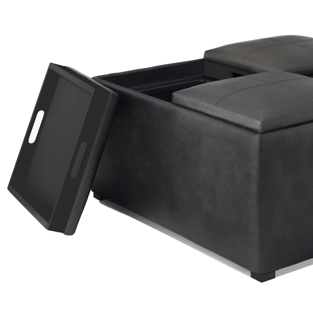 35 inch Square Storage Ottoman Faux Leather V406