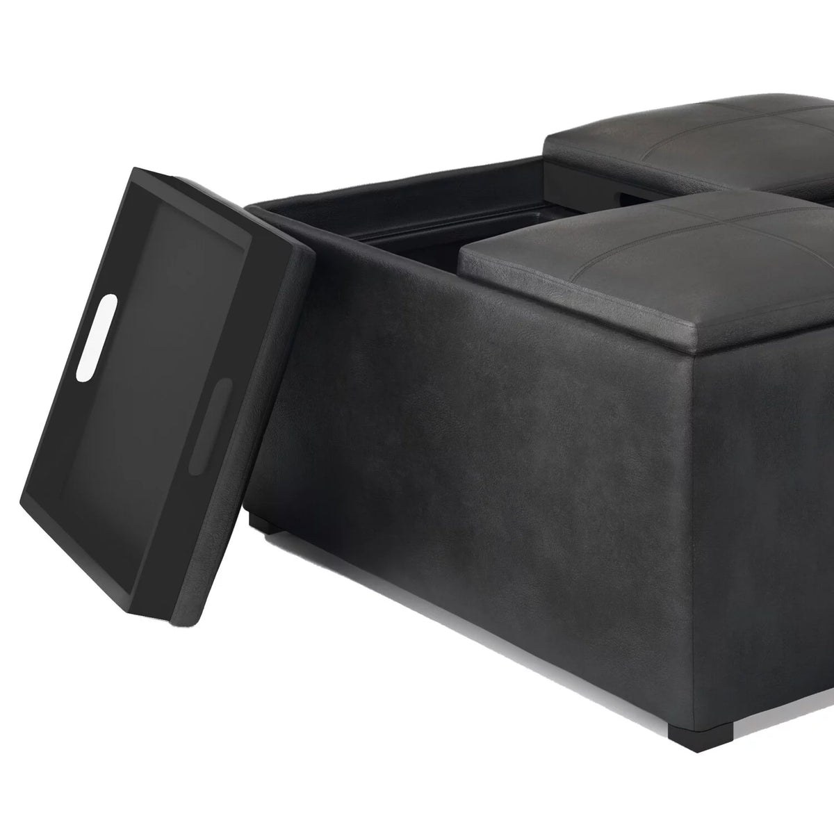 35 inch Square Storage Ottoman Faux Leather V406