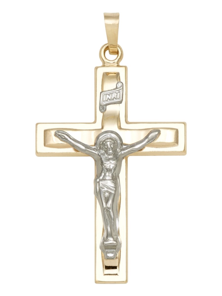 14 KT Two Tone Gold Crucifix M945