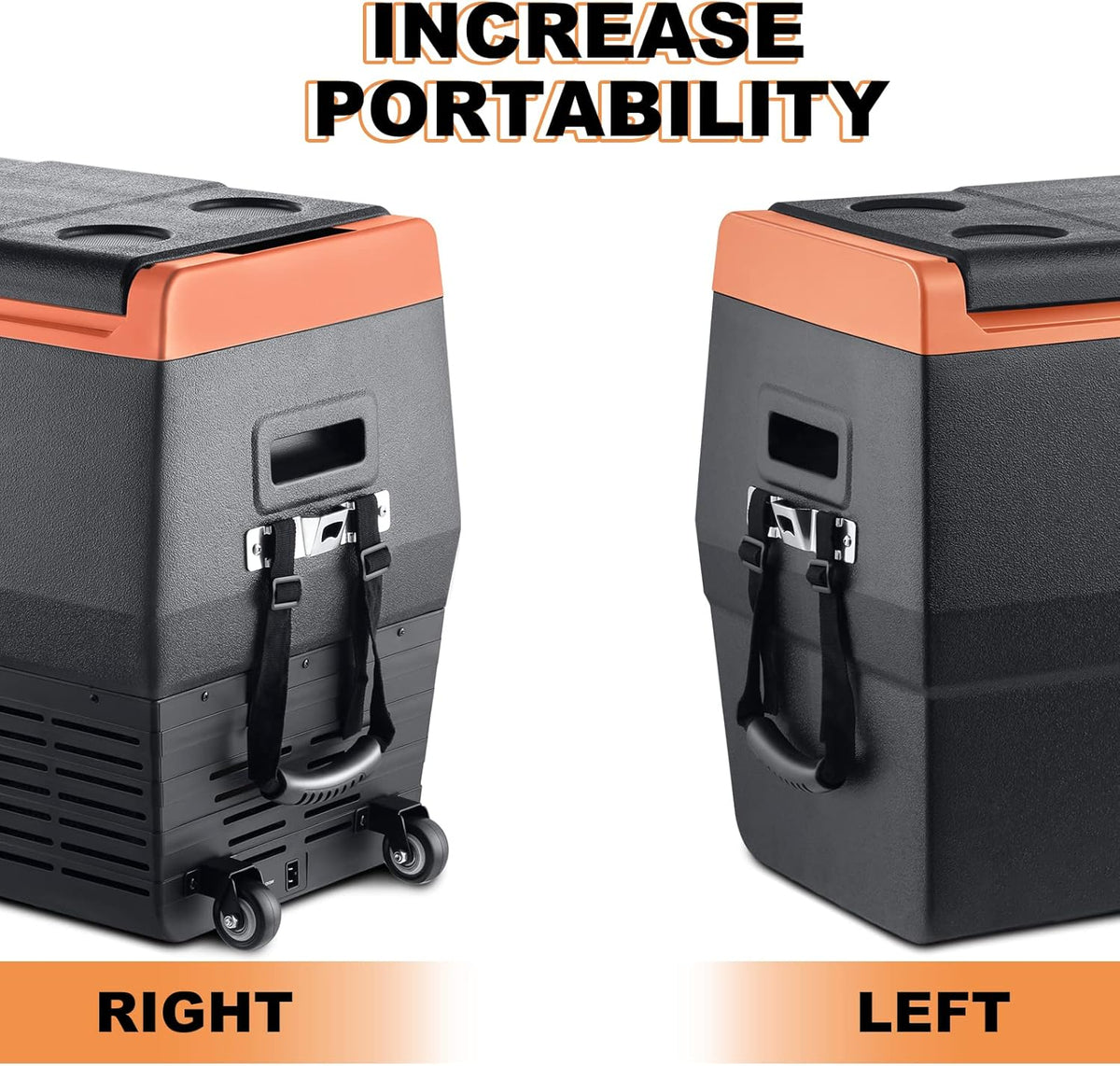 Portable Fridge Freezer, 12 Volt Refrigerator, Electric Cooler with Wheels F736