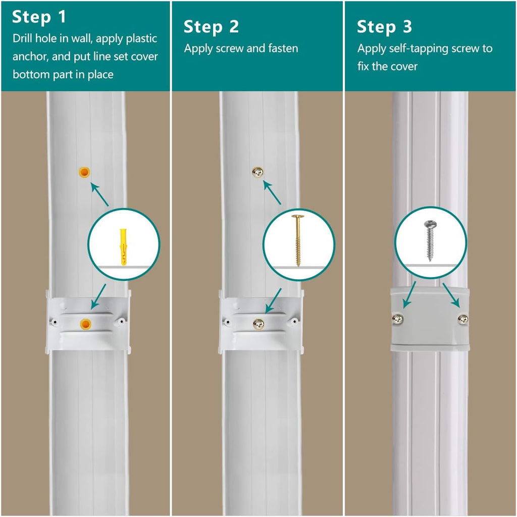 PVC Decorative Air Conditioner Line Set Cover Kit, 3in W, 9ft L, Pack of 2 A420392