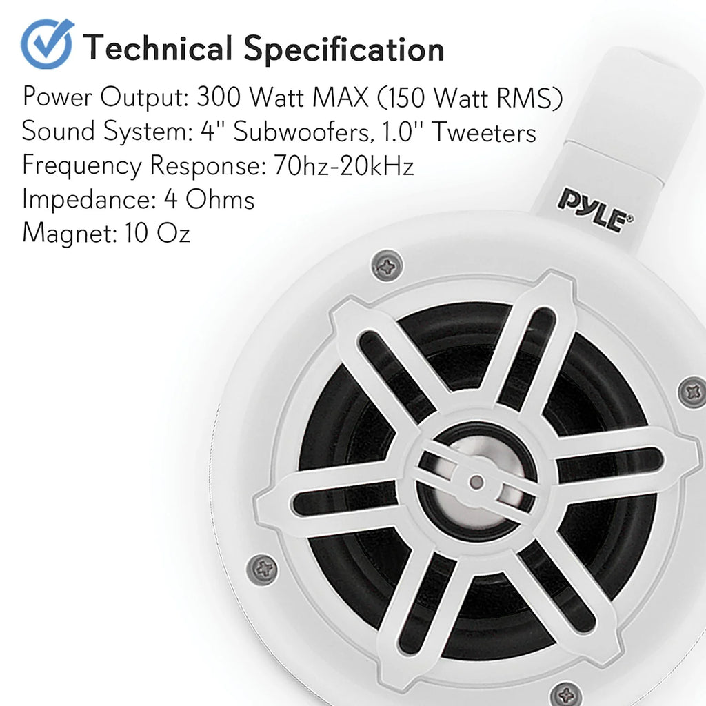 4-inch Waterproof Marine Wakeboard Tower Speakers B175