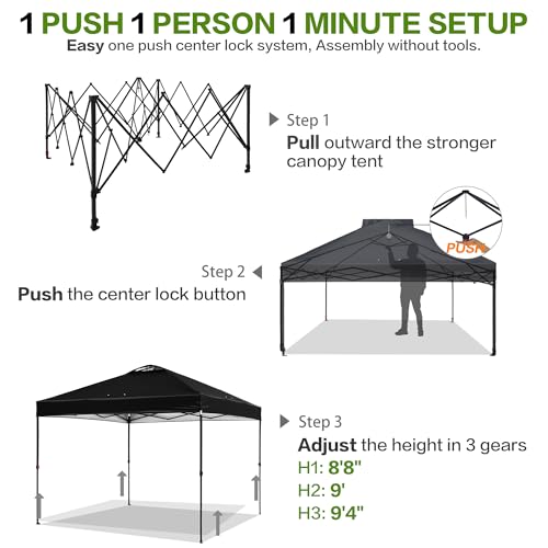 10'x10' Pop Up Canopy Tent with 1 Sidewall and 6 Pockets, White O9971