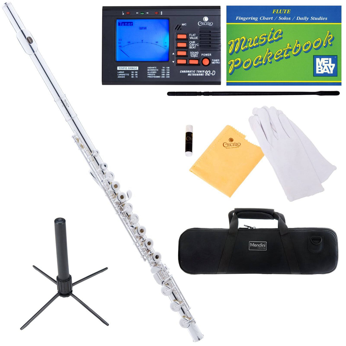 Silver Plated Flute with Case, Tuner, Stand K650