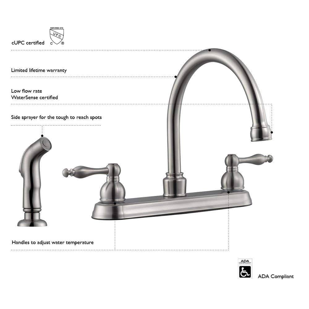 Satin Nickel Kitchen Faucet with Sprayer Q7559