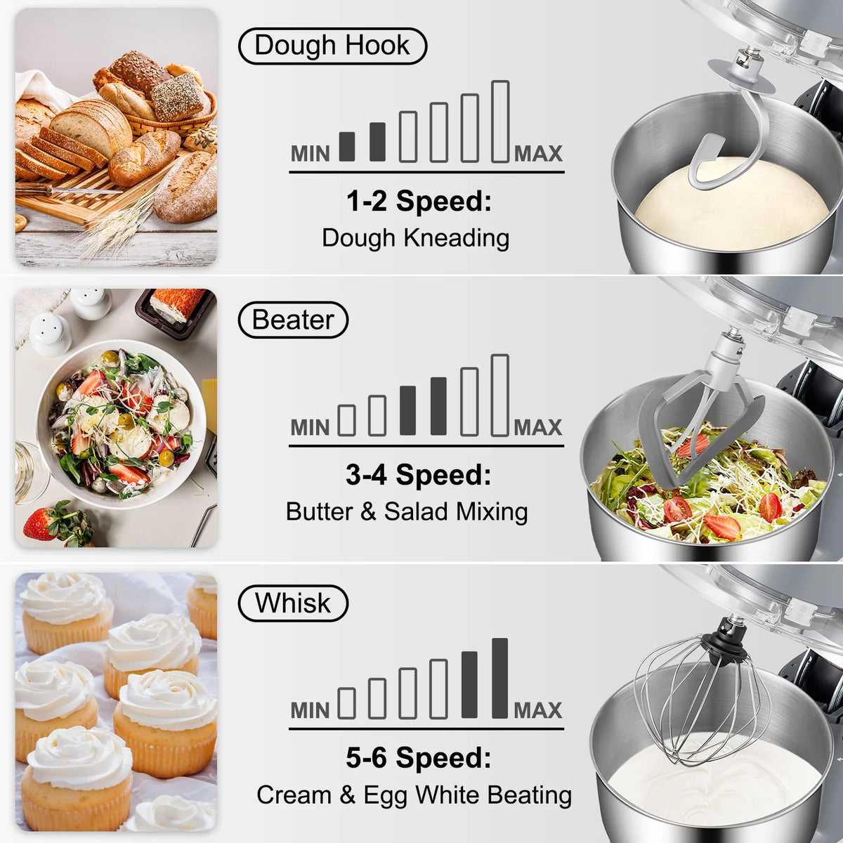 660W 6 Speeds Tilt-Head Stand Mixer with 5.8 Qt W1778