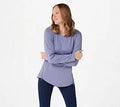 Heathered Brushed Knit Top with Zipper Detail, Size 2X, Peri Blue Mist F360