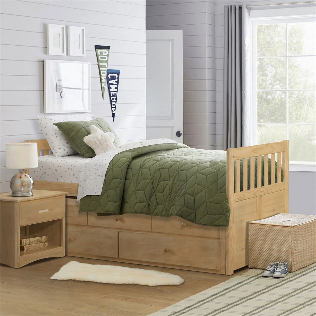 Natural Pine Wood Twin Trundle Bed F314532