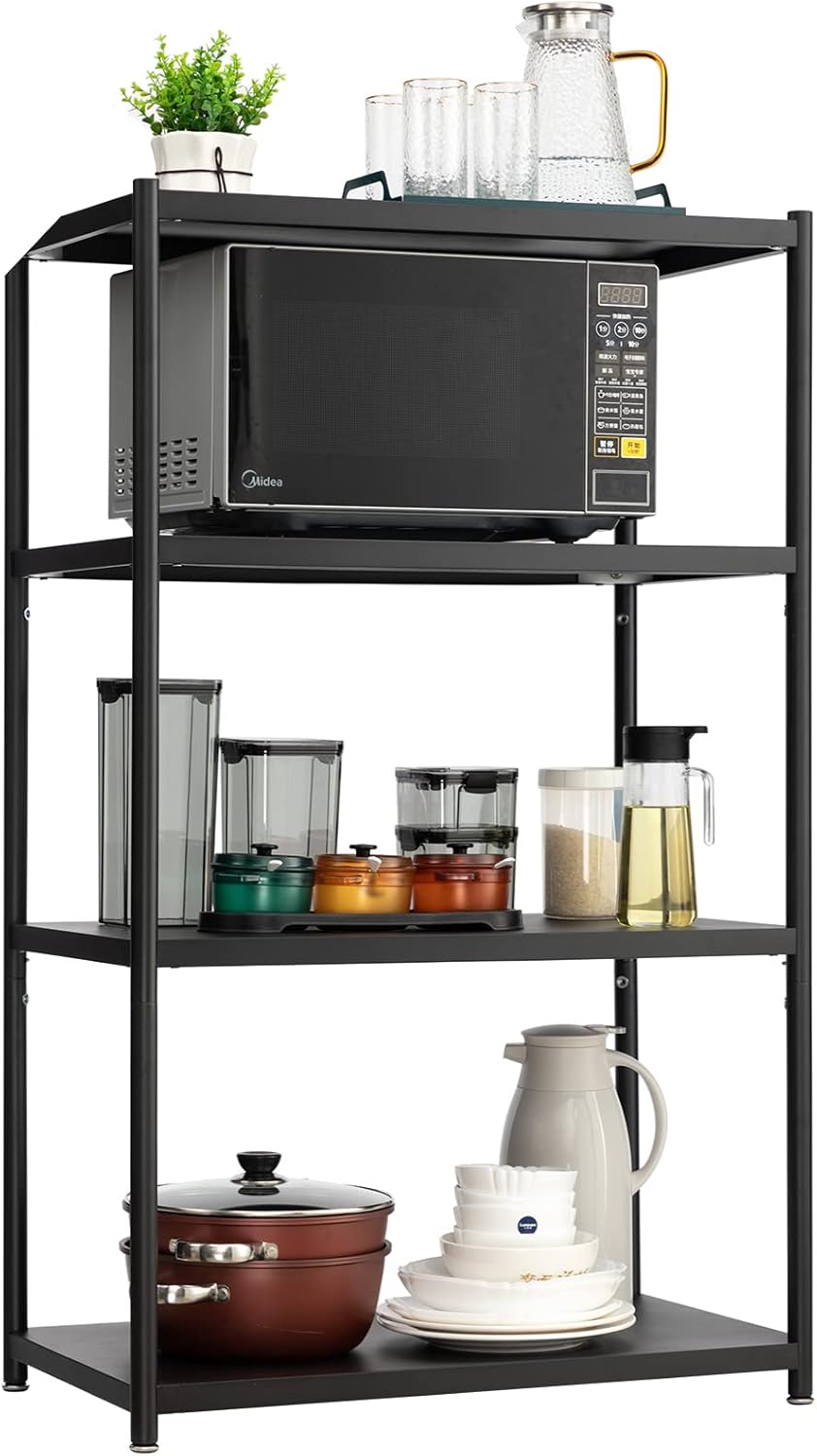 27.5 Inch 4 Tire Metal Wire Storage Shelf Black Utility Rack M740