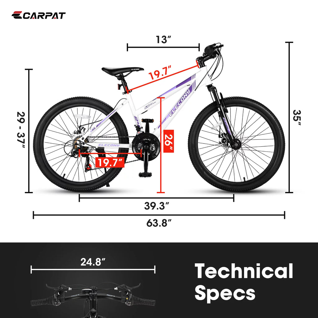 24 inch Kids Mountain Bike with Disc Brakes & 21 Speed E494
