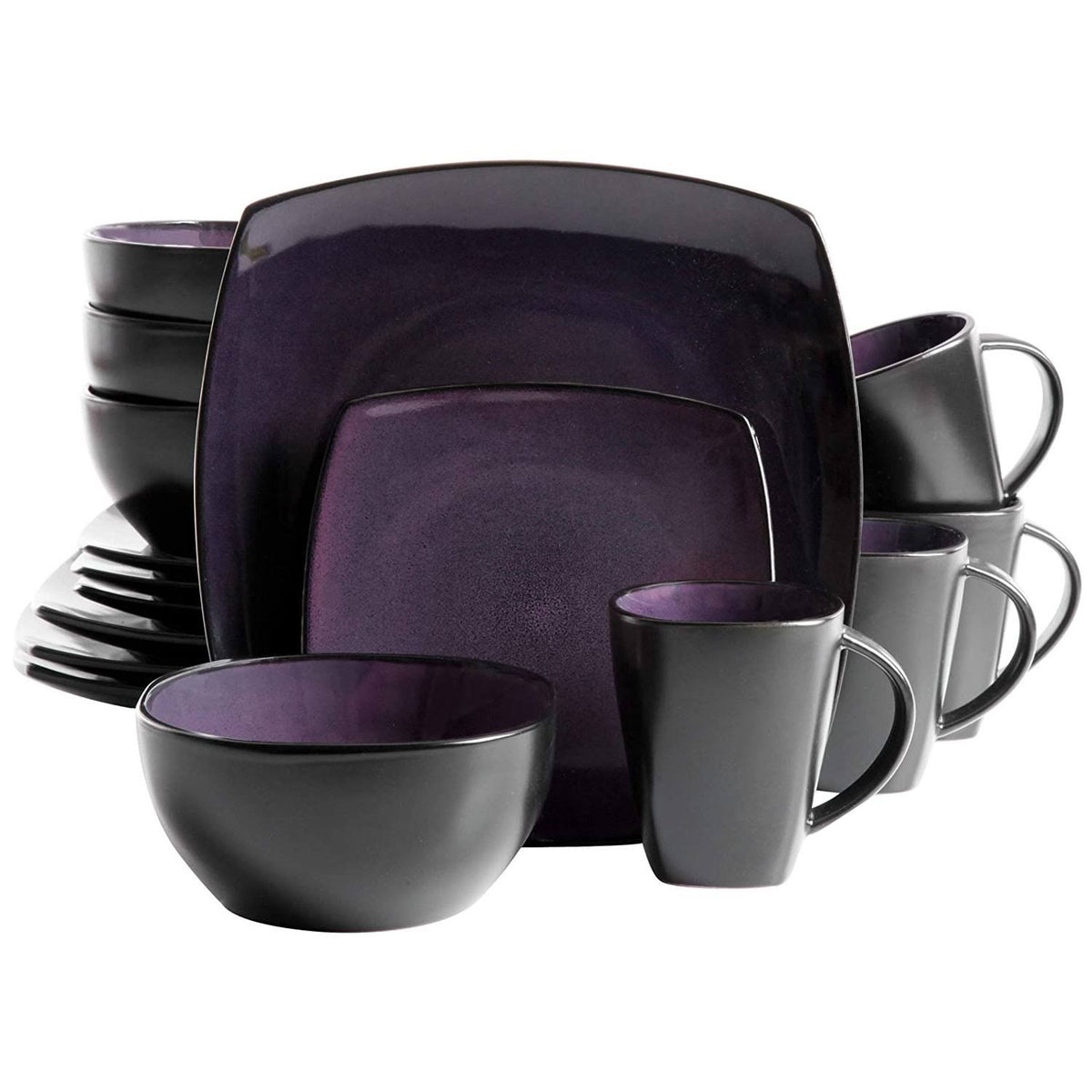 16-Piece Square Reactive Glaze Dinnerware Set B9076