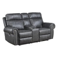 Gray Faux Leather Double Reclining Love Seat S80074
