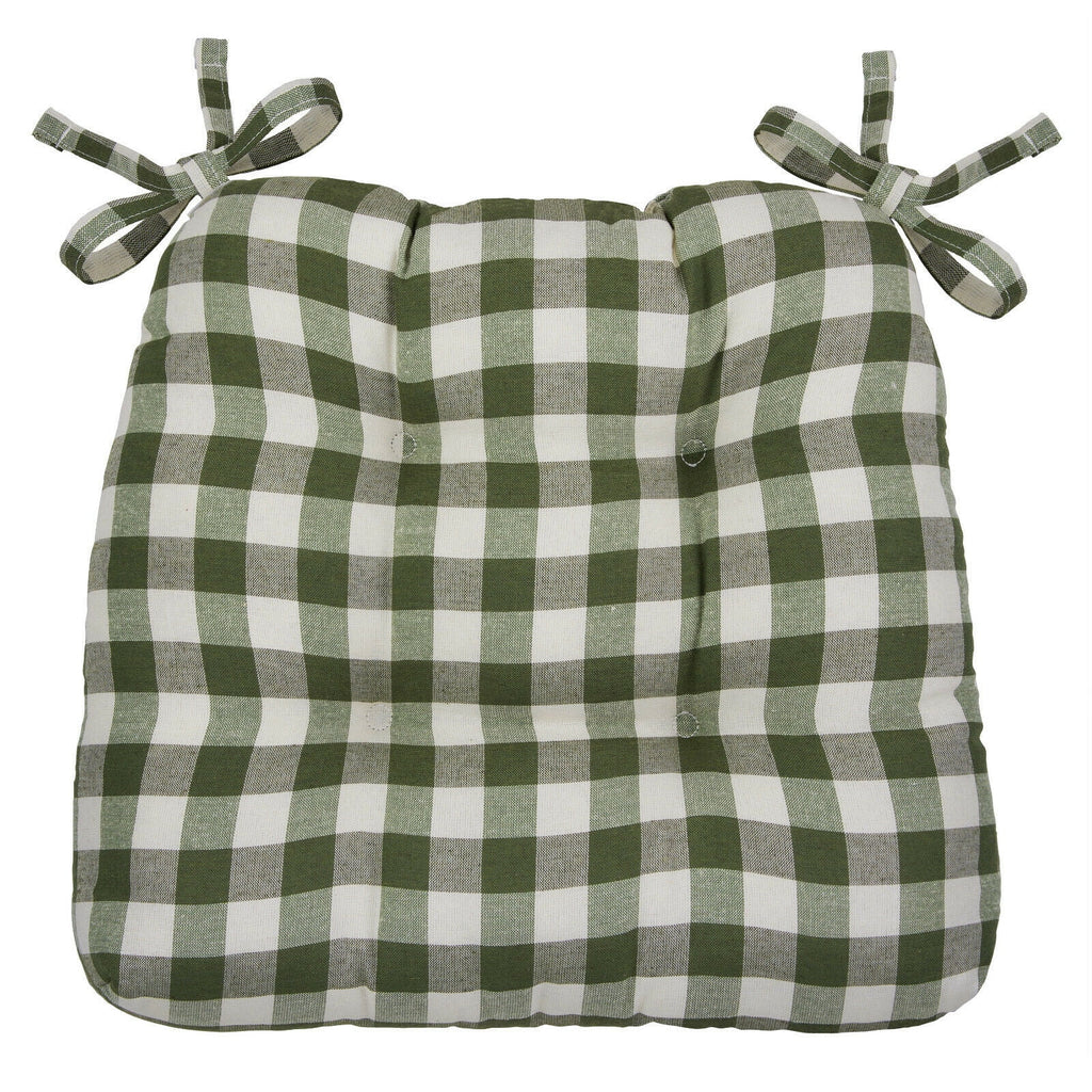 2 Pack Plaid Chair Cushion Pads with Ties V160