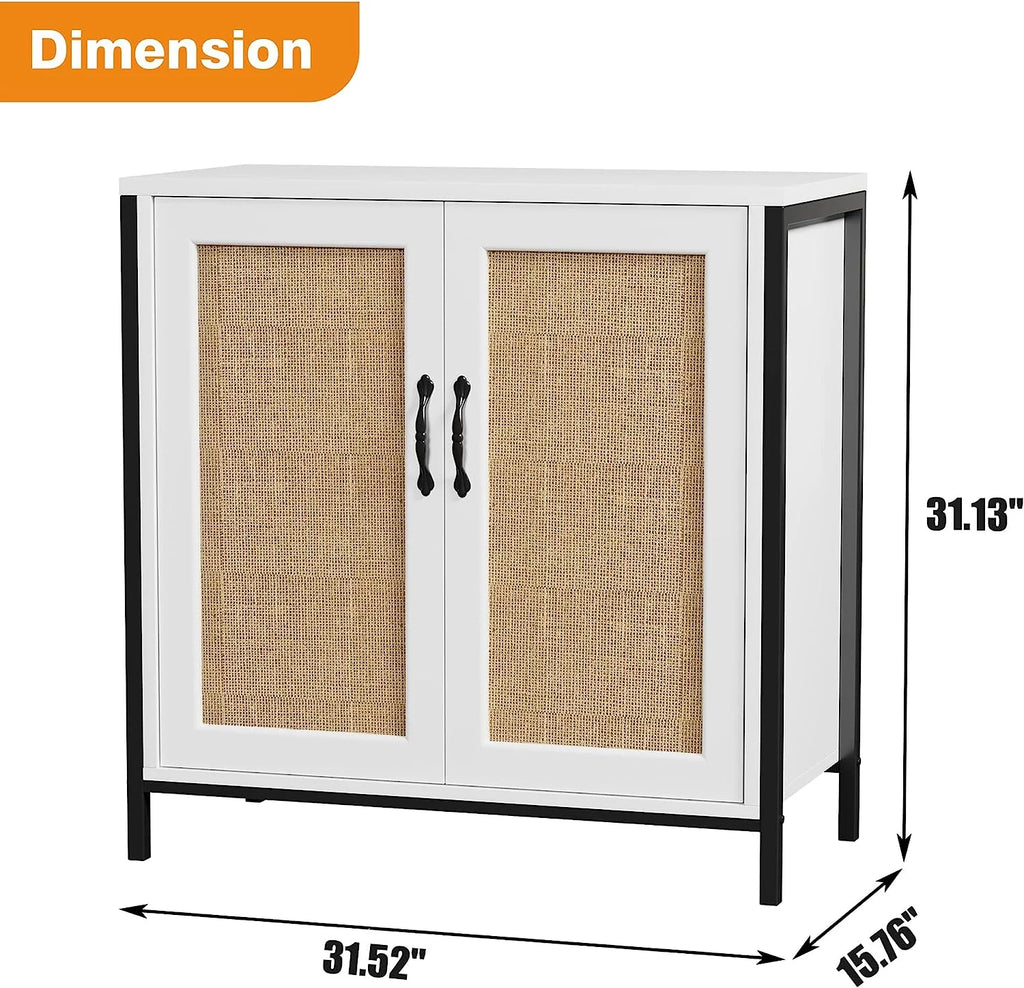Rattan Storage Cabinet with Doors and Shelves Q867