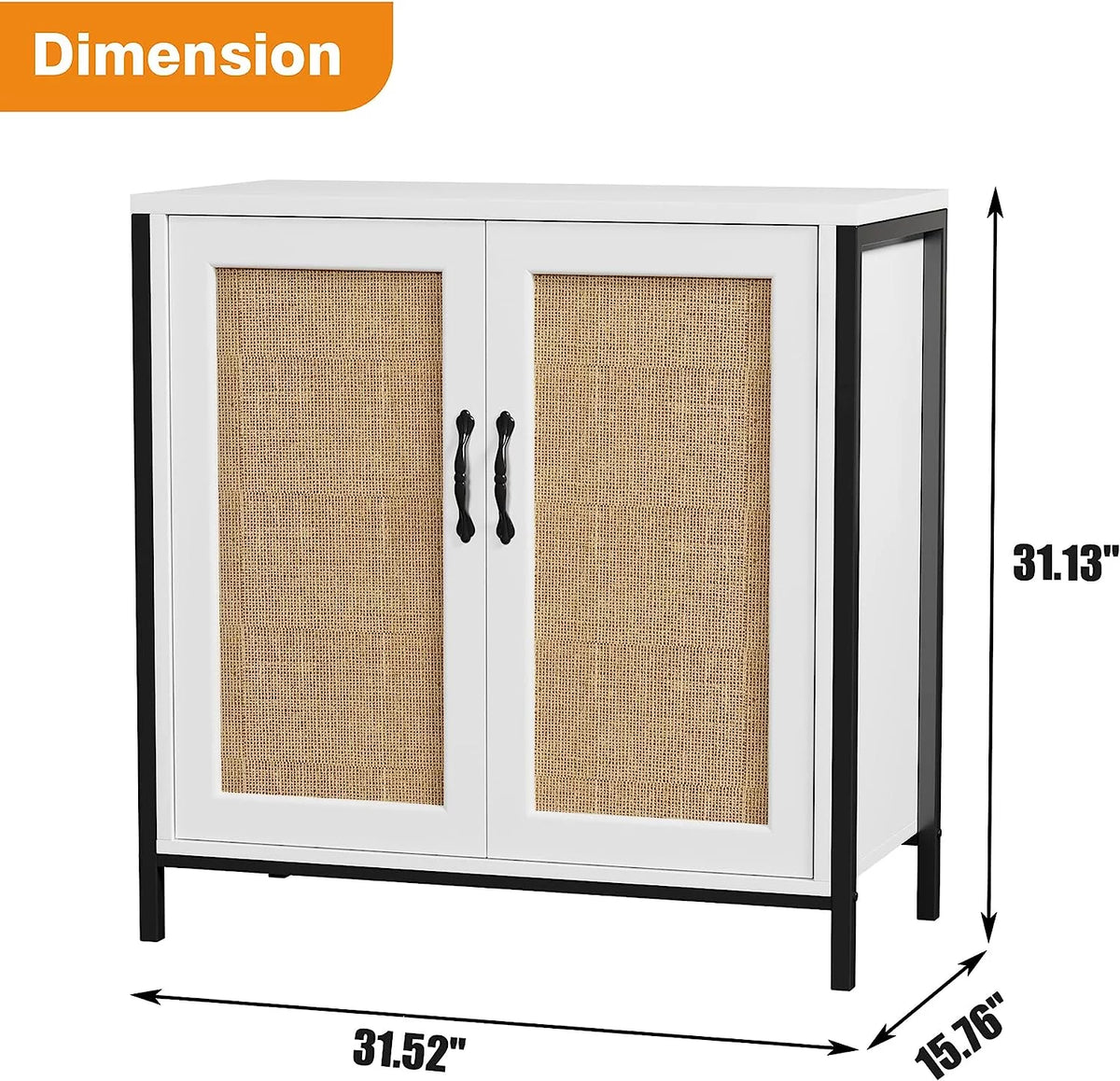 Rattan Storage Cabinet with Doors and Shelves Q867