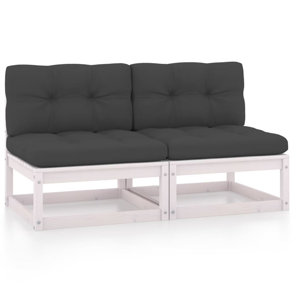 Patio Sofa Set with Anthracite Cushions White Pinewood Outdoor Furniture D85592