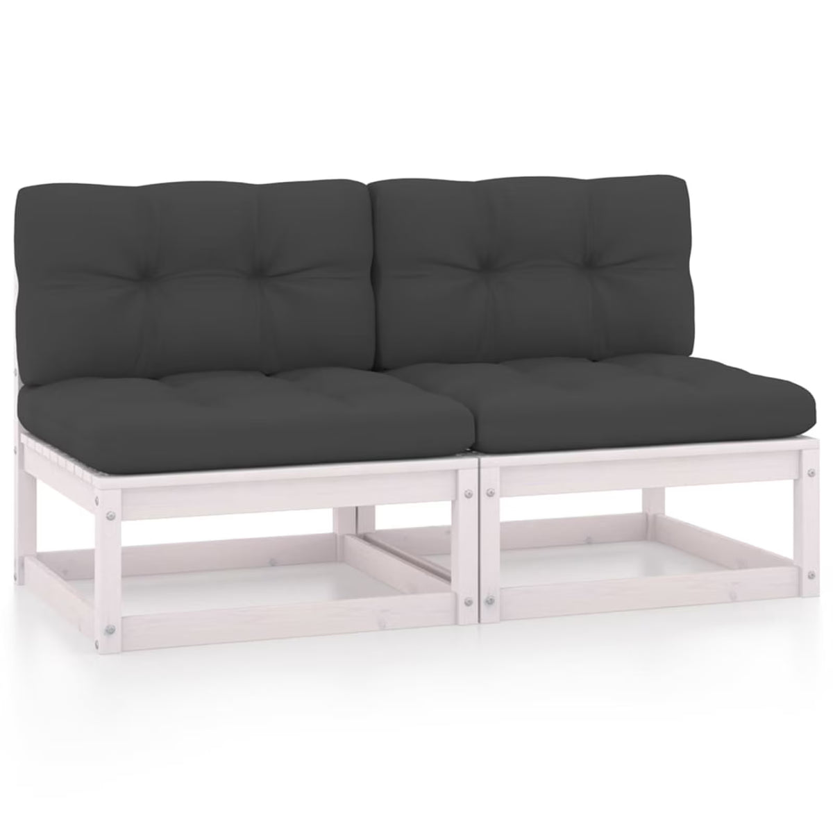 Patio Sofa Set with Anthracite Cushions White Pinewood Outdoor Furniture D85592