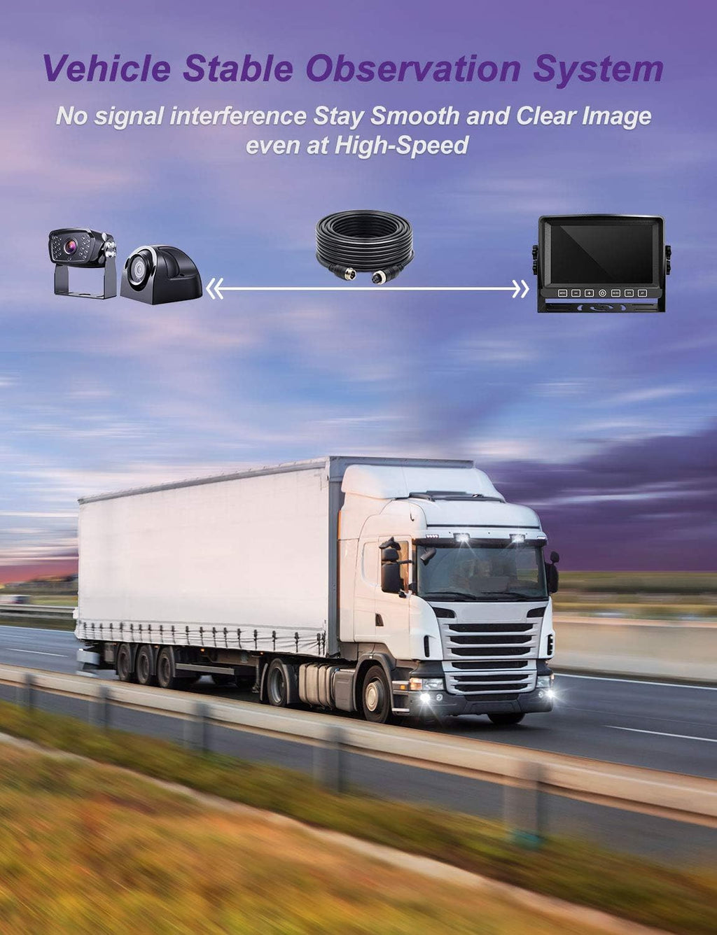 Backup Camera with Monitor Dual Camera System Kit with DVR IP69 Waterproof Wired Camera V265