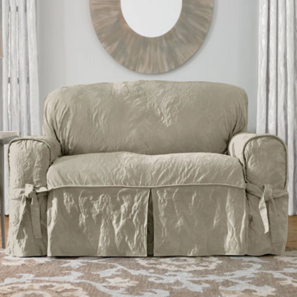 Matelasse Damask Loveseat Cover X372422