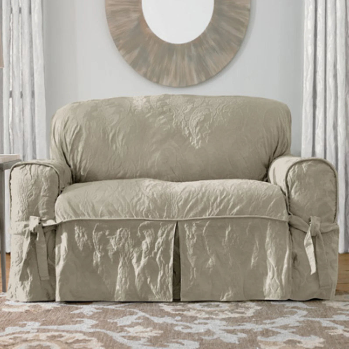Matelasse Damask Loveseat Cover X372422