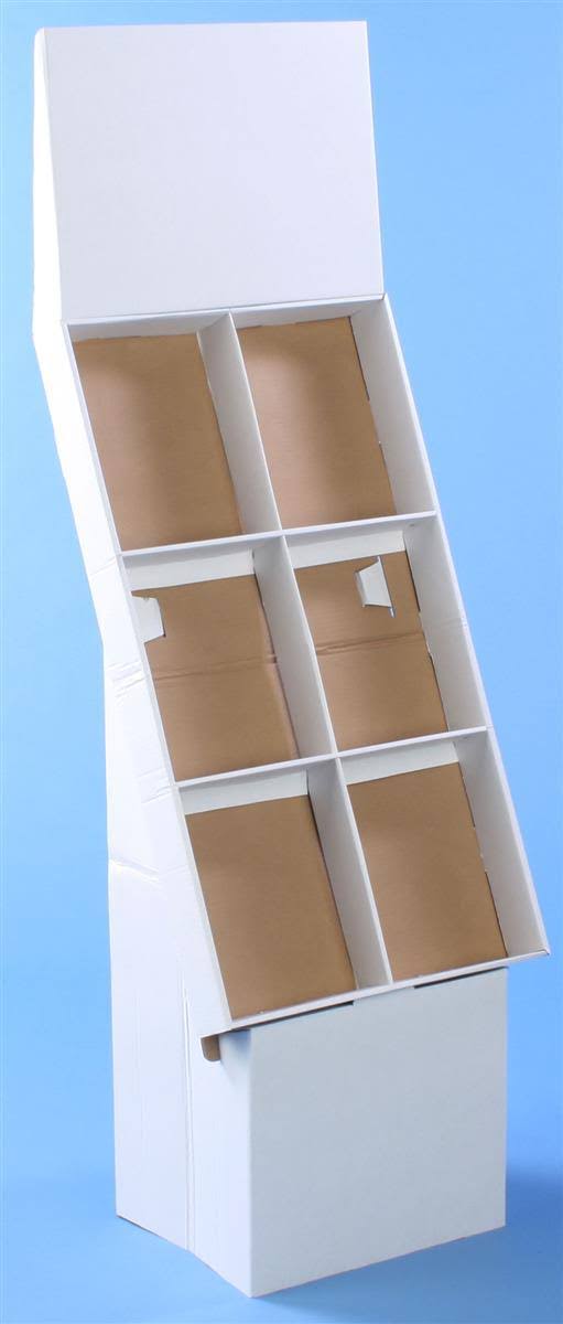 White Cardboard Floor Standing Magazine Stand, Set of 5 P111054