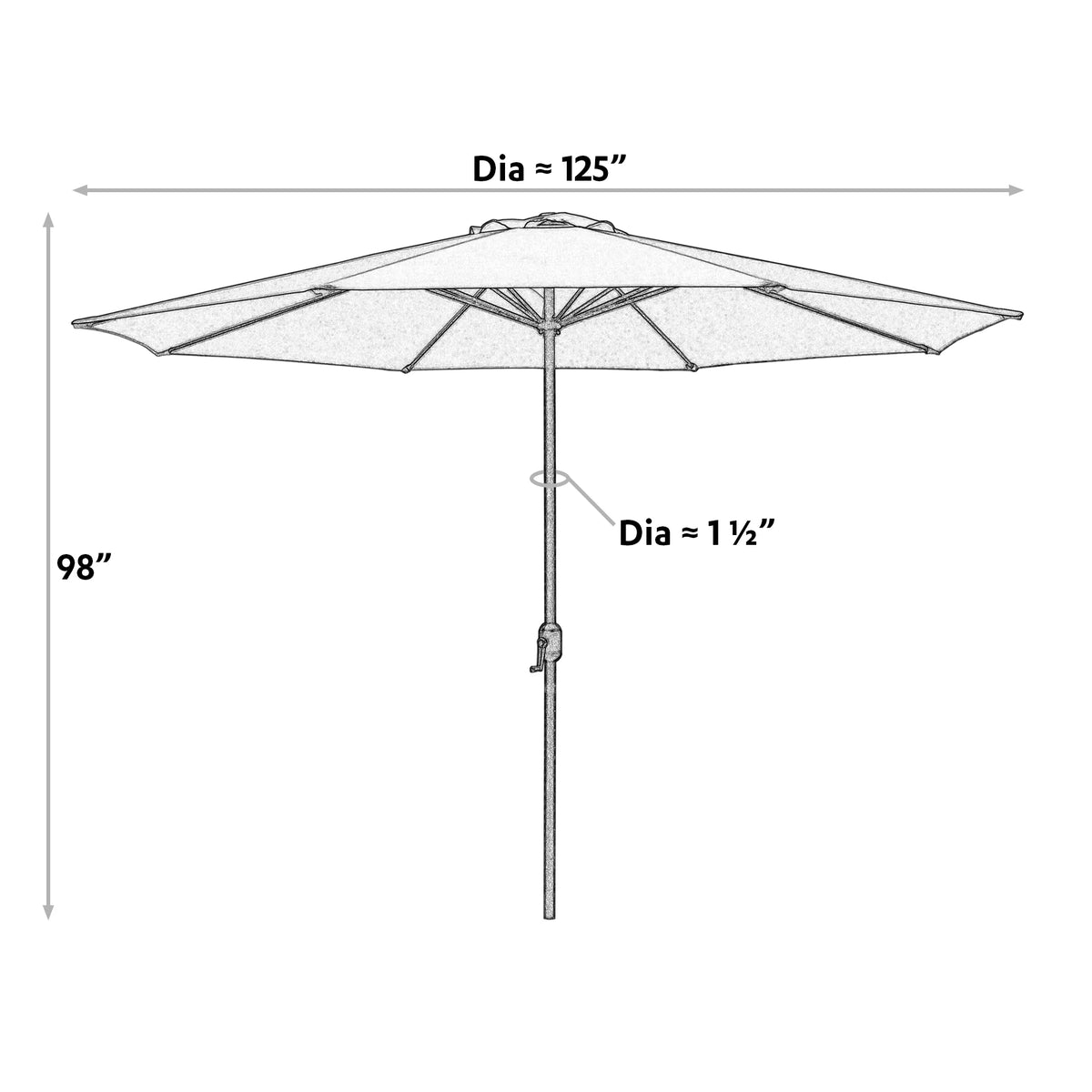 11ft Patio Umbrella with Crank W198
