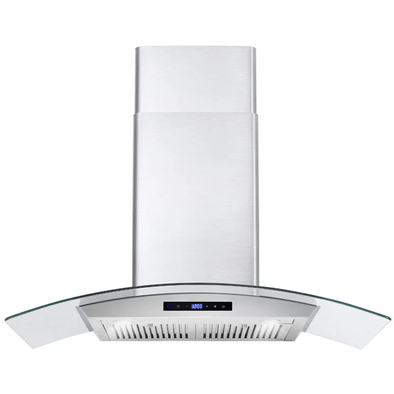 380 CFM Convertible Wall Mount Range Hood with Glass Canopy M13532