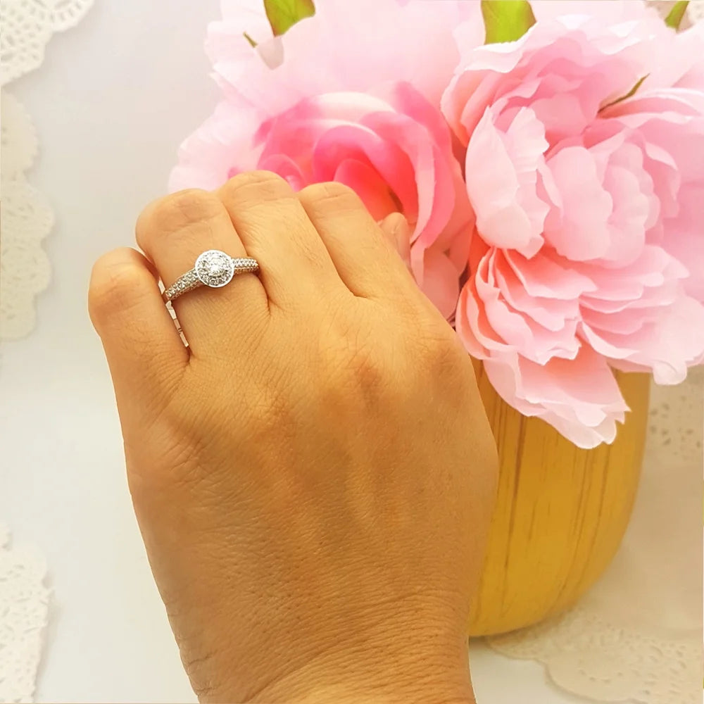 14k White Gold Diamond Engagement Ring W942