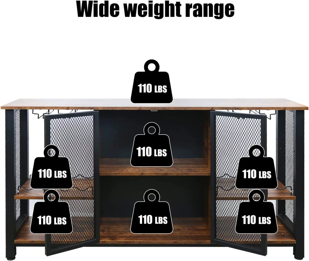 55inch Industrial Wine Bar Cabinet with Wine Rack W111659