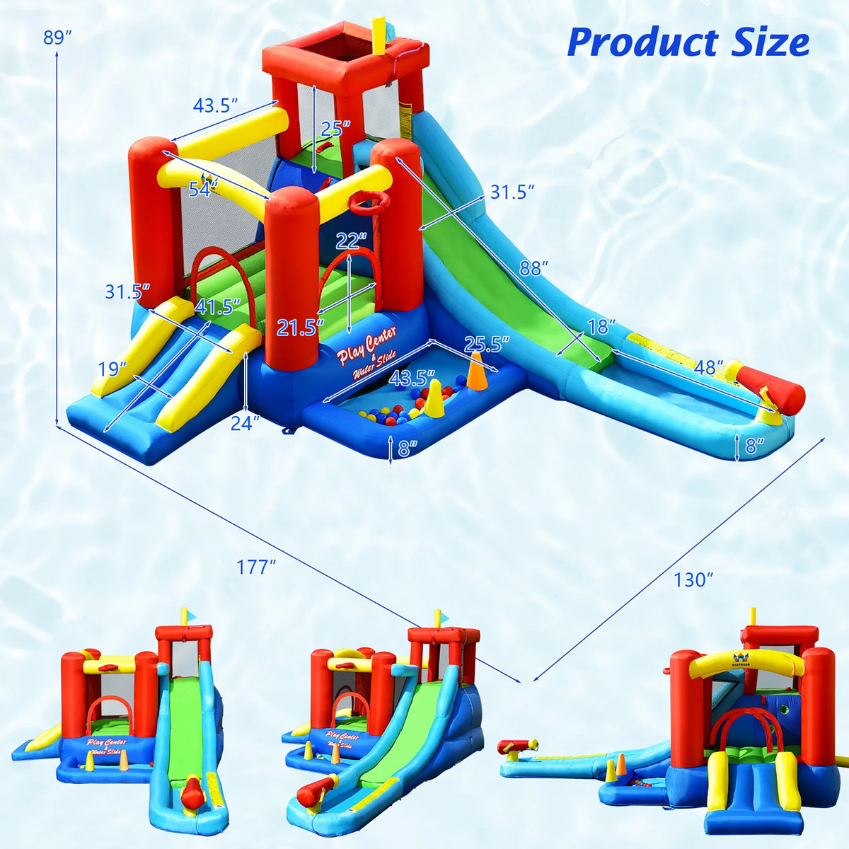 9-in-1 Inflatable Water Slide Bounce Castle Splash Pool K218937