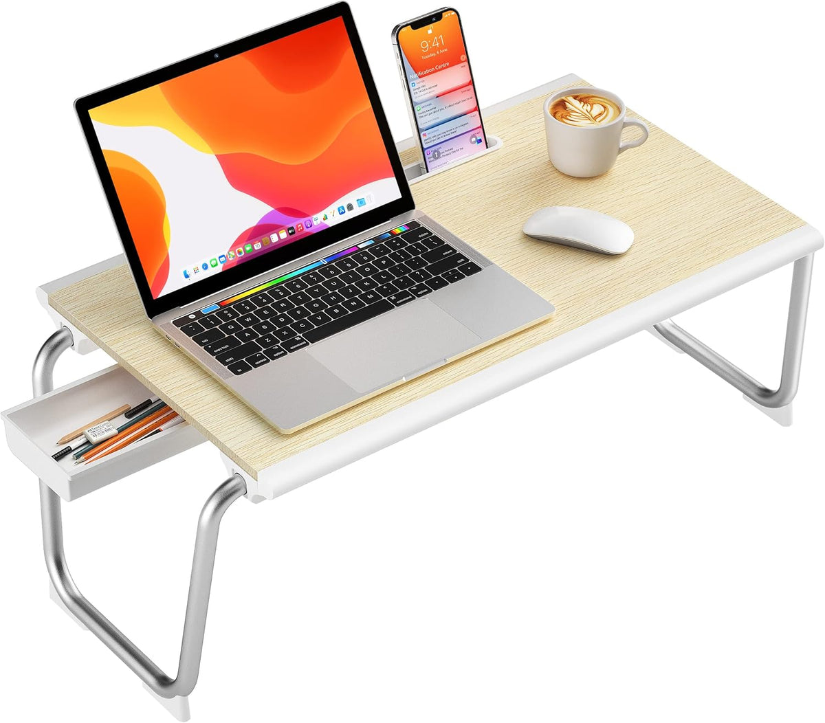 Foldable Laptop Bed Desk with Storage Drawer, Tablet Slot, 21.7x13x9.8 Inches, Pack of 2 N646