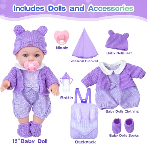 12 Inch Baby Doll Playset with Washable Dolls and Accessories I954177