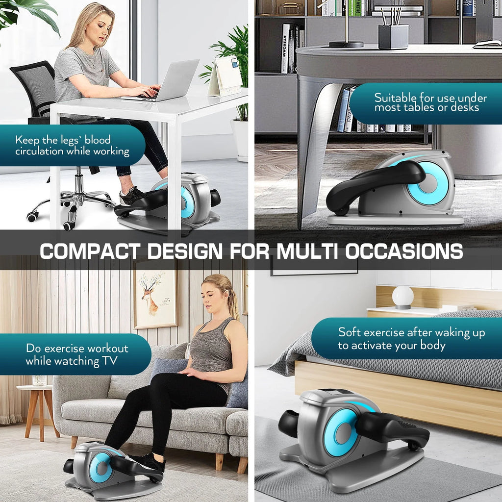 Under Desk Elliptical Machine, Mini Seated Elliptical with 5 Adjustable Speed, Gray S466468