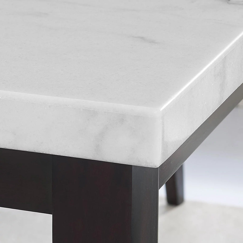 Rectangular Dark Cherry and White Marble Top Dining Table Z508