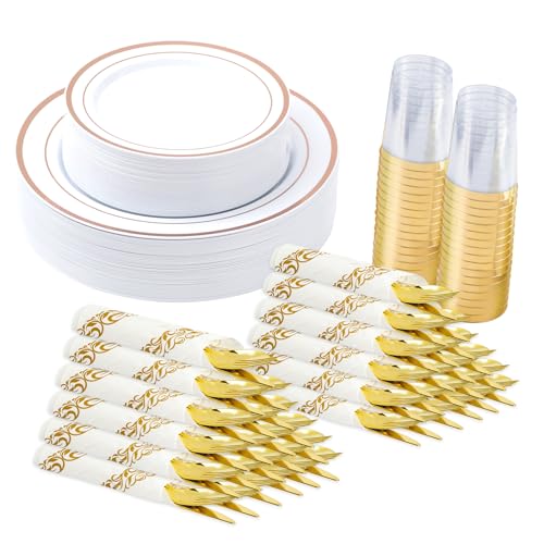 Gold Disposable Plastic Dinnerware Set of 50 R4831