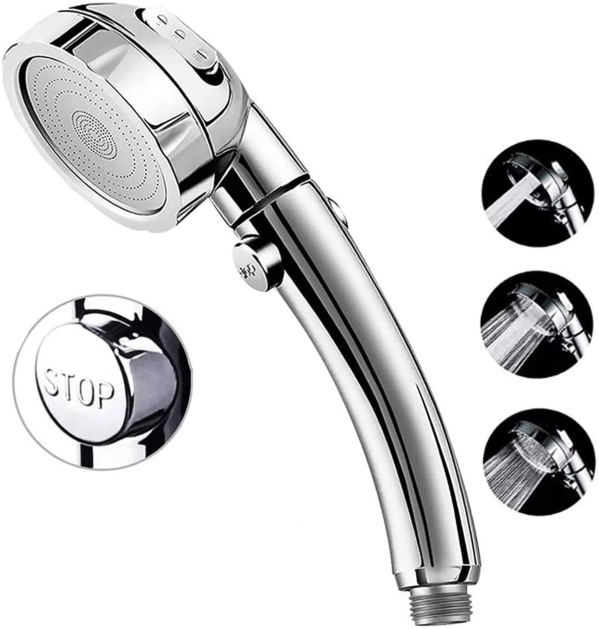 High Pressure 3-Settings Handheld Showerhead (Chrome) Q67393
